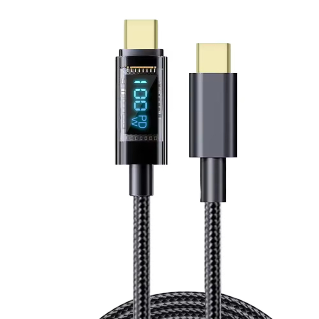 New Wholesale Nylon Braided LED Digital Display USB Type C to USB Type C 60W 3A Mobile Phone Fast Charging Type-C Data Cables