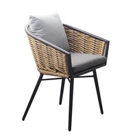 Chaise à dossier nordique légère de luxe faite à la main en rotin chaise moderne en métal pour balcon et table à thé combinaison Internet célébrité
