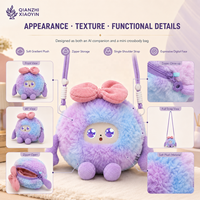 Borsa a tracolla mini in peluche indossabile AI, sfumato viola-blu, con funzione di clonazione vocale ChatGPT (80+ lingue), memoria a lungo termine, regalo multifunzione, certificazione CE