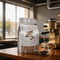 Emballage de café à haute barrière avec soufflet, en Mylar, avec valve et fermeture éclair refermable, impression de logo personnalisée pour le stockage des grains de café