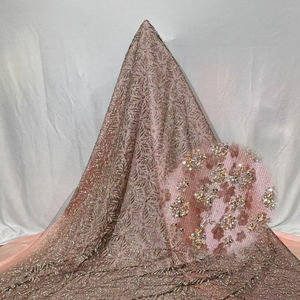 Chine vente en gros robe de soirée dentelle tissu coloré robe de mariée paillettes cristal Sequin <span class=keywords><strong>Net</strong></span> tissu perle pour mariage spécial - Product Image 1