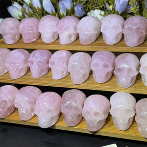 Vente en gros d'énergie de guérison naturelle sculpture en cristal de quartz rose crânes de 2 pouces pour la méditation - Product Image 4