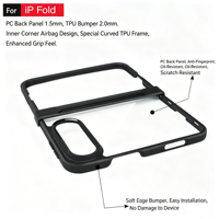 Coque Duo pour iPhone, protection de la charnière, transparente, antichoc, PC TPU, coque de protection pour téléphone
