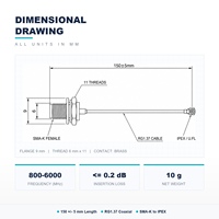 Câble Pigtail SMA Femelle vers IPEX U.FL 800-6000 MHz Coaxial RG1.37 150 mm pour Antenne RF de Paroi, Rallonge de Câblage pour Routeur WiFi