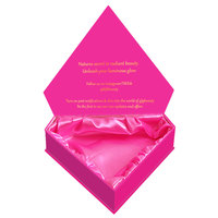 Boîte à extensions de cheveux en forme de diamant avec logo personnalisé, emballage de perruque rose vif, boîte cadeau en carton de luxe pour ensemble cosmétique beauté