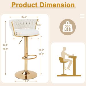 Sillas de Bar de Diseño Moderno y Elegante Estilo Nórdico en Terciopelo <span class=keywords><strong>Blanco</strong></span> con Detalles Dorados, Sillas Altas para Comedor, Lujosas Sillas de Bar de Terciopelo - Product Image 5