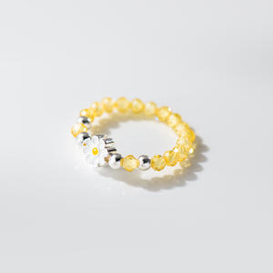 Gioielli di moda in 925 minimalista argento Sterling dolce topazio margherita fiore <span class=keywords><strong>con</strong></span> anello a sfera in argento <span class=keywords><strong>anelli</strong></span> regolabili per le donne - Product Image 5