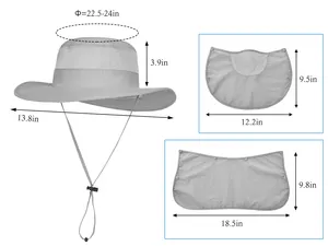 Erkekler kadınlar için balıkçı şapkası, çıkarılabilir boyun flep ve güneş şapkası ile 1 yüz kapatma 3, UV güneş koruma geniş ağız balıkçı şapkası
