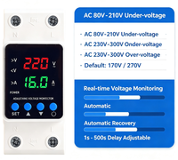 Protecteur de surtension et de sous-tension réglable 63A 220V, relais de protection contre les surintensités à réconnexion automatique avec double affichage numérique LED