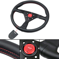Volant de voiture en cuir PU de 345 mm, volant de course JDM, volant sport pour drift, avec logo