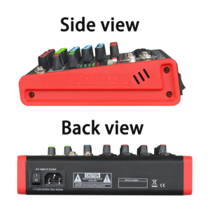 Console de mixage compacte pour studio, 6 préamplis XLR, égaliseur graphique 3 bandes, Bluetooth pour karaoké - Product Image 3