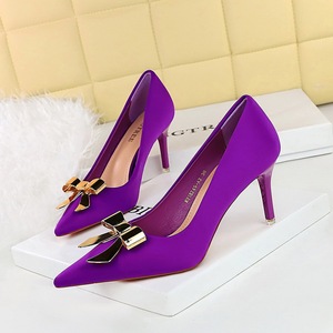 <span class=keywords><strong>BIGTREE</strong></span> Escarpins Femme Tendance Été à Talons Hauts Bout Pointu Nœud Métallique Antidérapants en Soie Plateforme Hauteur Talon 7.5cm Automne - Product Image 6