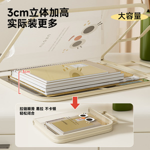 Sac de rangement pour livres An Zhenya, sac transparent pliable et étanche de grande capacité, hauteur 3 cm, pour documents, pour une utilisation en classe par les étudiants - Product Image 1