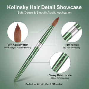 Luxury 9 Size Kolinsky Acrylic <b>Nail</b> Brush Set Marbled Wood Handle Rose Gold Ferrule for Powder <b>Extension</b> - Product Image 3