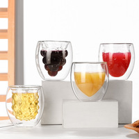 Tasse à thé en verre à double paroi 180ml écologique tasses à jus en forme de fruit résistant à la chaleur logo personnalisable tasses à café 6oz retour école