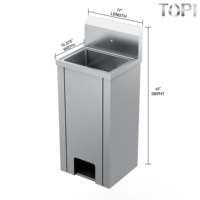 Évier à main sur pied en acier inoxydable 304, finition polie, résistant à la corrosion, durable, garantie 5 ans, taille personnalisée, usage commercial
