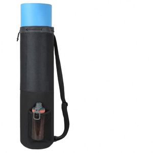 Sac de transport pour tapis de yoga réutilisable avec cordon de serrage, couleur noire, écologique, logo personnalisé, imperméable, fabriqué en usine BSCI - Product Image 1
