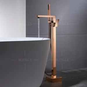 New Rose Gold Tầng Mounted Bồn Tắm Vòi Set Thiết Kế Sang Trọng Freestanding Bồn Tắm Và Vòi Hoa Sen Mixer Tap