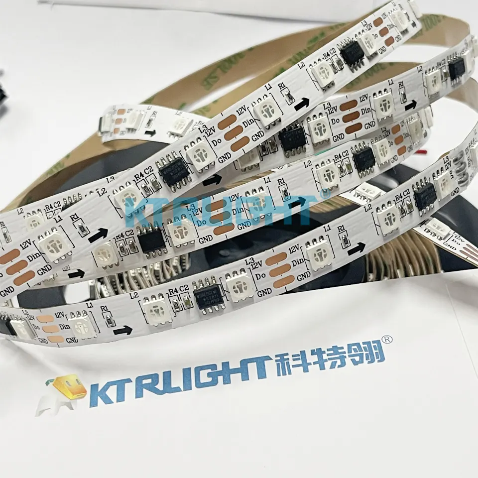 Ktrlight 5050 WS2812BLEDストリップライトドリームカラーピクセルアドレス指定可能なRGBICストリップRGBTVライトバーコントローラーLEDストリップキット用