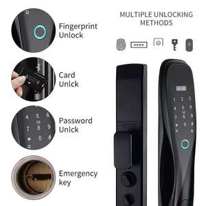 QLEUNG <b>Smart</b> Door <b>Lock</b> Fingerprint Password App Control Black Automatic <b>Smart</b> <b>Lock</b> For Home Security - Product Image 2