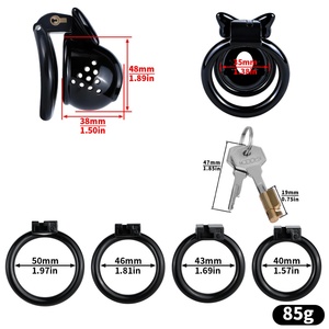 Jaula para Pene con Diseño de Lazo FRRK, Dispositivo de Castidad Masculina, Jaula para Pene de Resina ABS, Bloqueo de Pene Negro, Juguetes Sexuales de Castidad BDSM para Hombres - Product Image 6