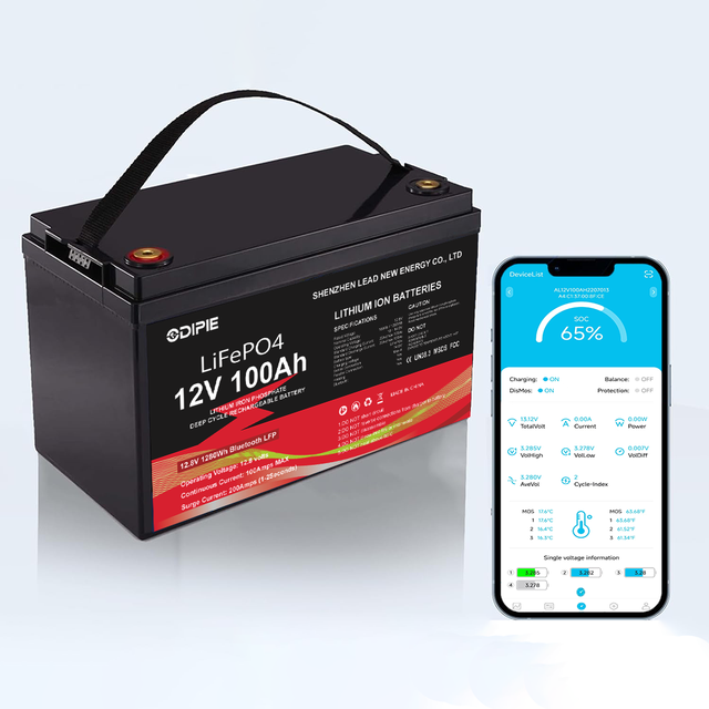 12V 100Ah RV Marine Solar System Lithium Battery 12.8V 50Ah 150Ah 200Ah 300Ah Long Cycle Life Lifepo4 Battery with Bluetooth