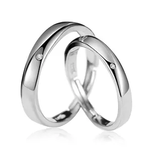 情人节礼物奢华戒指男女情侣戒指套装925纯银结婚订婚戒指套装可调