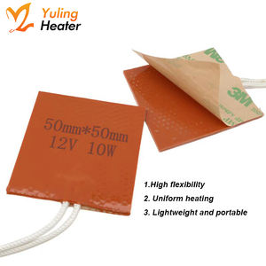 4 plaques chauffantes flexibles en caoutchouc silicone 12V 10W, 50*50mm, élément chauffant <span class=keywords><strong>électrique</strong></span> avec adhésif 3M - Product Image 4