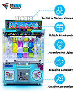 Machine à griffes commerciale Leon BIG SIX pour peluches, avec écran matriciel, 6 griffes indépendantes, jeu d'arcade métallique pour parcs d'attractions