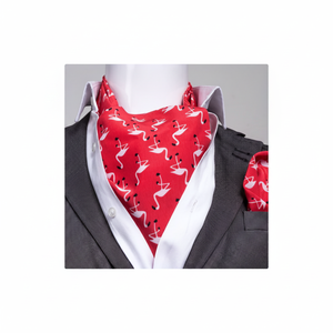 <b>Red</b> Stork Pattern Men's Textile Scarf <b>Handkerchief</b> Set One Size - Product Image 2