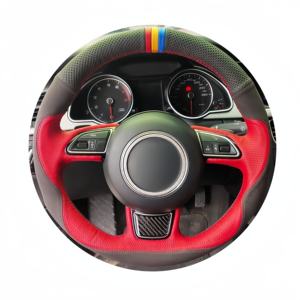 Para <span class=keywords><strong>Audi</strong></span> S3 8V Sportback S1 8X S4 B8 Avant S5 8T S6 C7 S7 G8 RS Q3 8U SQ5 8R DIY cuero genuino gamuza <span class=keywords><strong>volante</strong></span> cubierta - Product Image 1