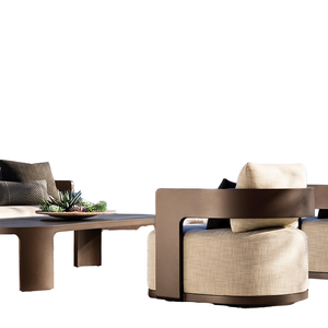 Conjunto de Sofás de Aluminio con Perfil Redondeado para Exteriores, Cojines Resistentes a la Intemperie, <span class=keywords><strong>Muebles</strong></span> para Todo Tipo de Clima para Patio o Playa - Product Image 4