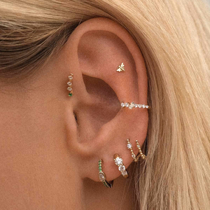 CANNER 2023 1PC Fine Jewelry Environment Friendly 18K Gold Plated 925 <b>Sterling</b> <b>Silver</b> Cubic Zirconia Paved Huggie <b>Hoop</b> Earrings - Product Image 5