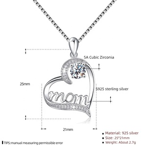 GP113 kalung mode untuk ibu 925 perak murni zirkon liontin hati cinta batu kelahiran perhiasan ulang tahun Ibu - Product Image 6