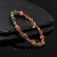 Bracelet Bohème en Pierres Naturelles d'Agate, Bijou de Créateur, Bracelets Colorés en Pierres Précieuses, Jonc Ethnique, Pulseras Hombre