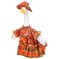 Autre costume de canard en plaid à feuilles d'érable pour animaux de compagnie, tenue élégante pour l'extérieur avec un grand chapeau