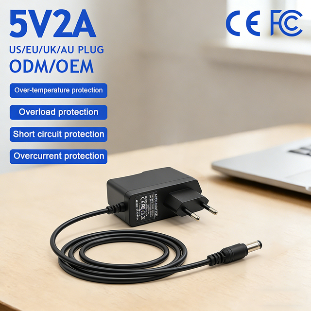 Factory Manufactured 5V 2A Power Adapter 5V 2000mA AC DC Power Supply 10W Switching Power Adapter for LED Lights
