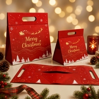 Boîte cadeau magnétique rigide triangulaire de Noël de luxe personnalisée avec poignée découpée, boîtes cadeau pliables pour bijoux