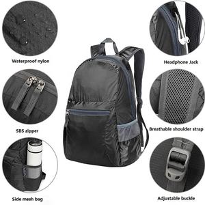 Sac à dos en nylon imperméable de haute qualité, logo personnalisé, ultra-léger, pliable, sac à dos de sport et de fitness - Product Image 3