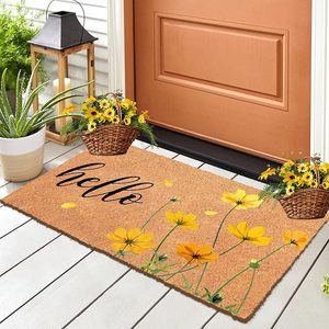 Felpudo de fibra de coco natural de verano, alfombrillas Hello <span class=keywords><strong>Mats</strong></span> de bienvenida de verano para puerta delantera, alfombrillas decorativas antideslizantes para entrada de cocina - Product Image 1