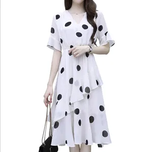 Women's summer Polka dot dress ladies age reduction large size skirt cheap clothes wholesale