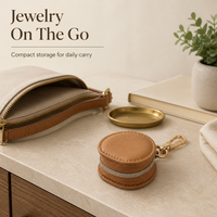 Mini boîte à bijoux en cuir PU, organiseur de voyage portable avec miroir, léger, fermeture éclair, doublure en velours pour boucles d'oreilles, anneaux, pendentifs