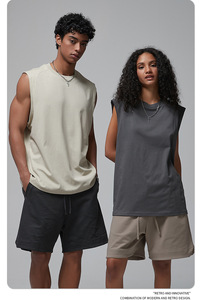 T-shirt <span class=keywords><strong>sans</strong></span> manches en gros pour hommes, t-shirt en coton lourd pour hommes, débardeur unisexe décontracté, haut en coton de qualité supérieure pour hommes - Product Image 5