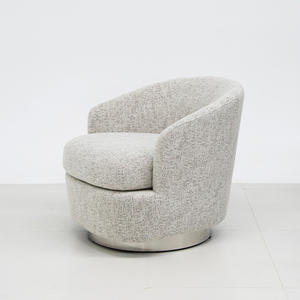 Silla de Lujo Ligera con Base de Madera Sólida, Silla de Descanso, Sillón Individual para Hogar, Hotel, Oficina, Sala de Estar, Silla Giratoria Blanca Crema - Product Image 3