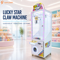 Machine à griffes commerciale d'arcade, jeu de grue à monnayeur, distributeur de cadeaux avec éclairage LED sur le bord et base mobile sur roulettes