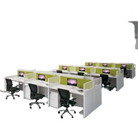 Fashion Design Office Partition Glass Wall Face to Face Modern Office Desk Dividers, Fancy 4 Seat Office Workstation Cubicle