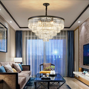 Modern <b>Crystal</b> <b>Chandelier</b> Gold Finish E26 LED 3500K Warm White Remote Control Adjustable Height Stainless Steel 5-Year Warranty - Product Image 6