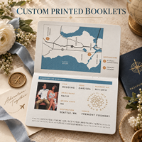 Couverture de passeport en cuir personnalisée pour événement de mariage, impression à chaud dorée pour décoration sur le thème du voyage
