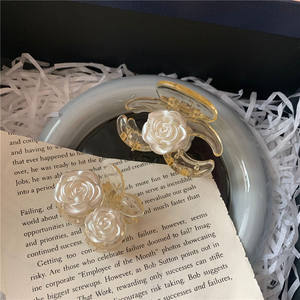 <span class=keywords><strong>PL</strong></span> nueva moda elegante Camelia flor coreana Simple transparente tiburón garra Clip mujeres lujo romántico accesorios para el cabello - Product Image 2