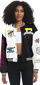 Premium Vintage Casual Hip Hop Bomber Veste Boutonnée Fermeture Logo Personnalisé Patches Collège Varsity Style Broderie Printemps - Product Image 3